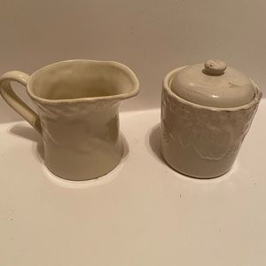Signature sugar and creamer set.  Stoneware.  “Home Grown”
